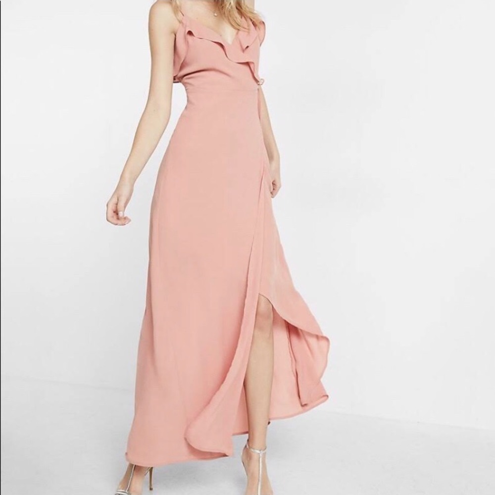 Express Maxi Bubblegum Pink Wrap Dress